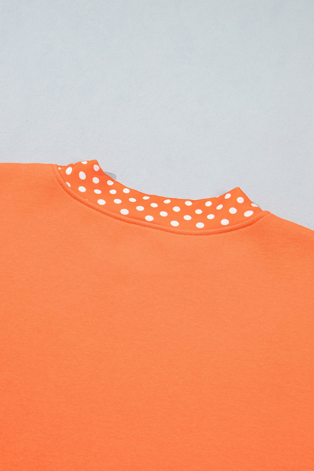 Brown Colorblock Polka Dot Contrast Trim Oversized Sweatshirt