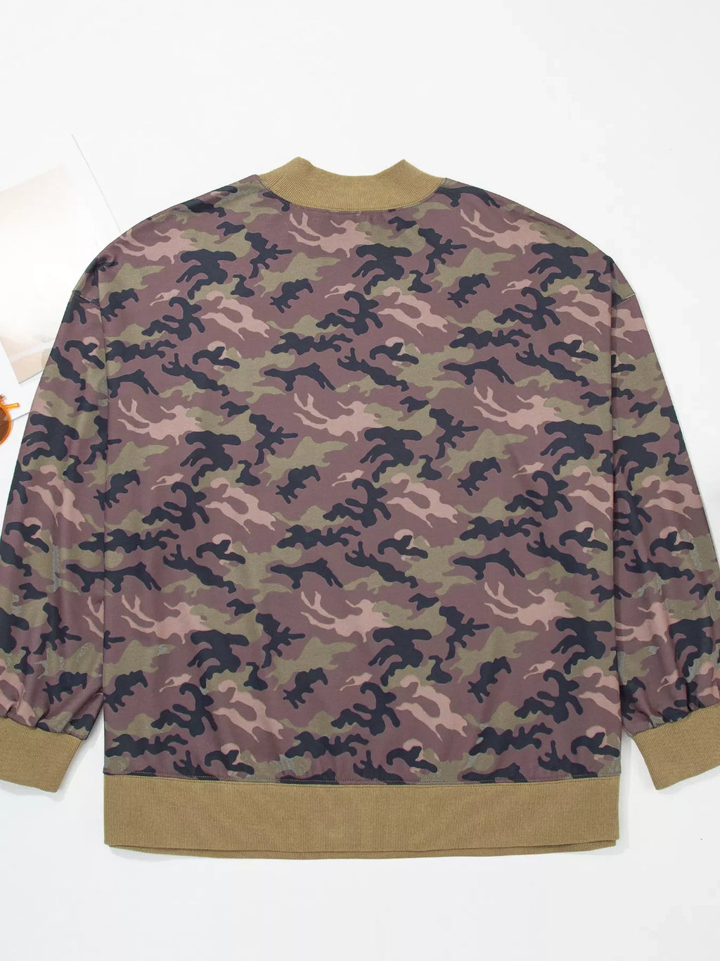Plus Size Camouflage Print Long Sleeve Oversized Shift Sweatshirt