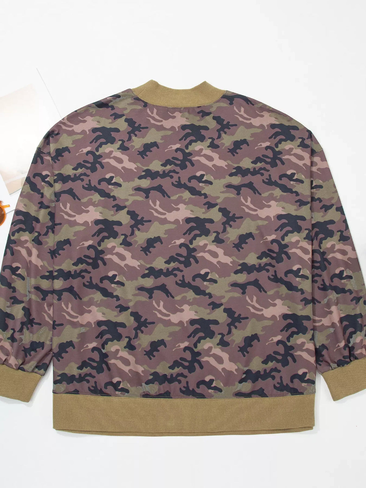 Plus Size Camouflage Print Long Sleeve Oversized Shift Sweatshirt