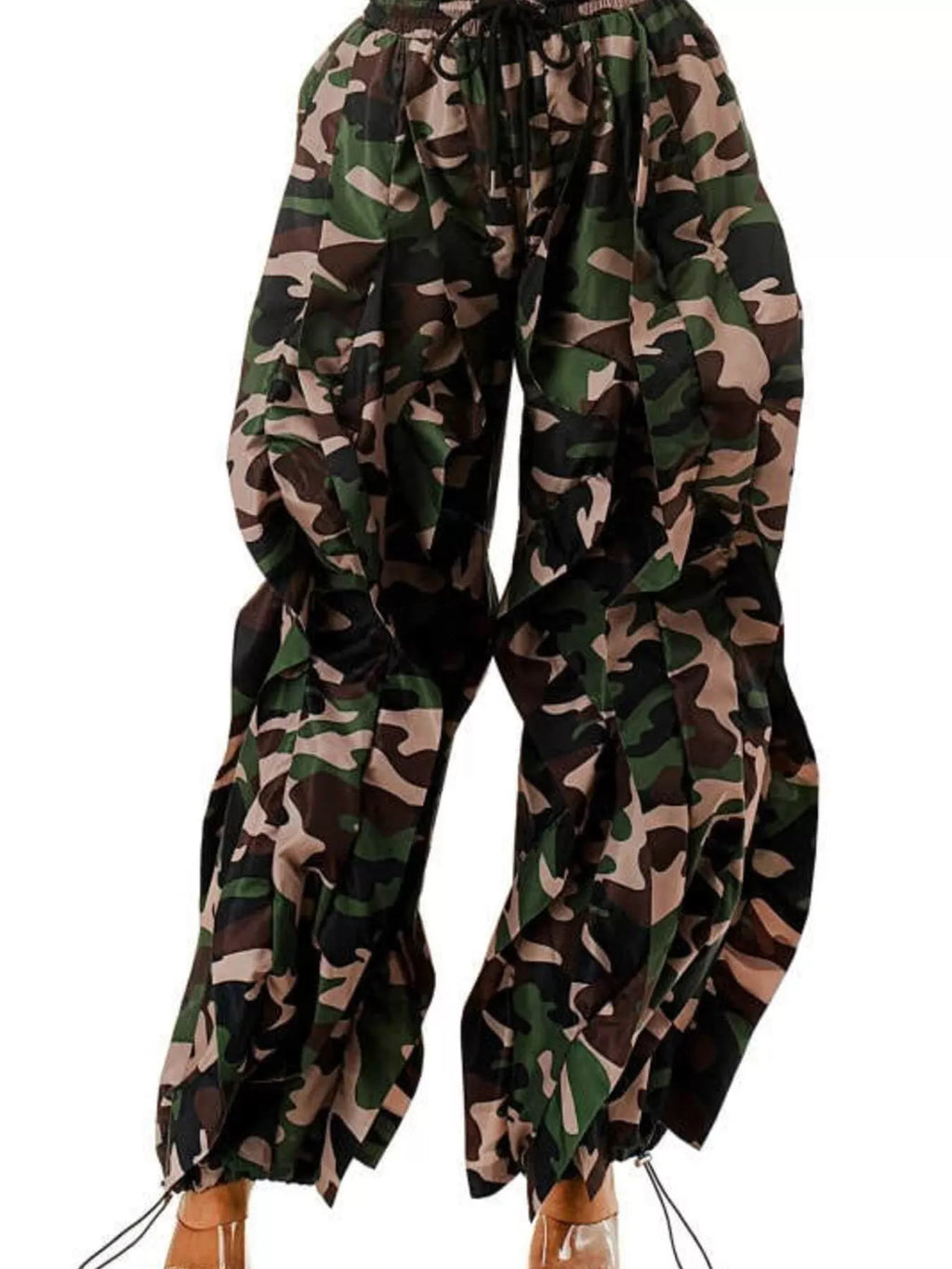 Printed Cargo Pants with Drawstring Waist