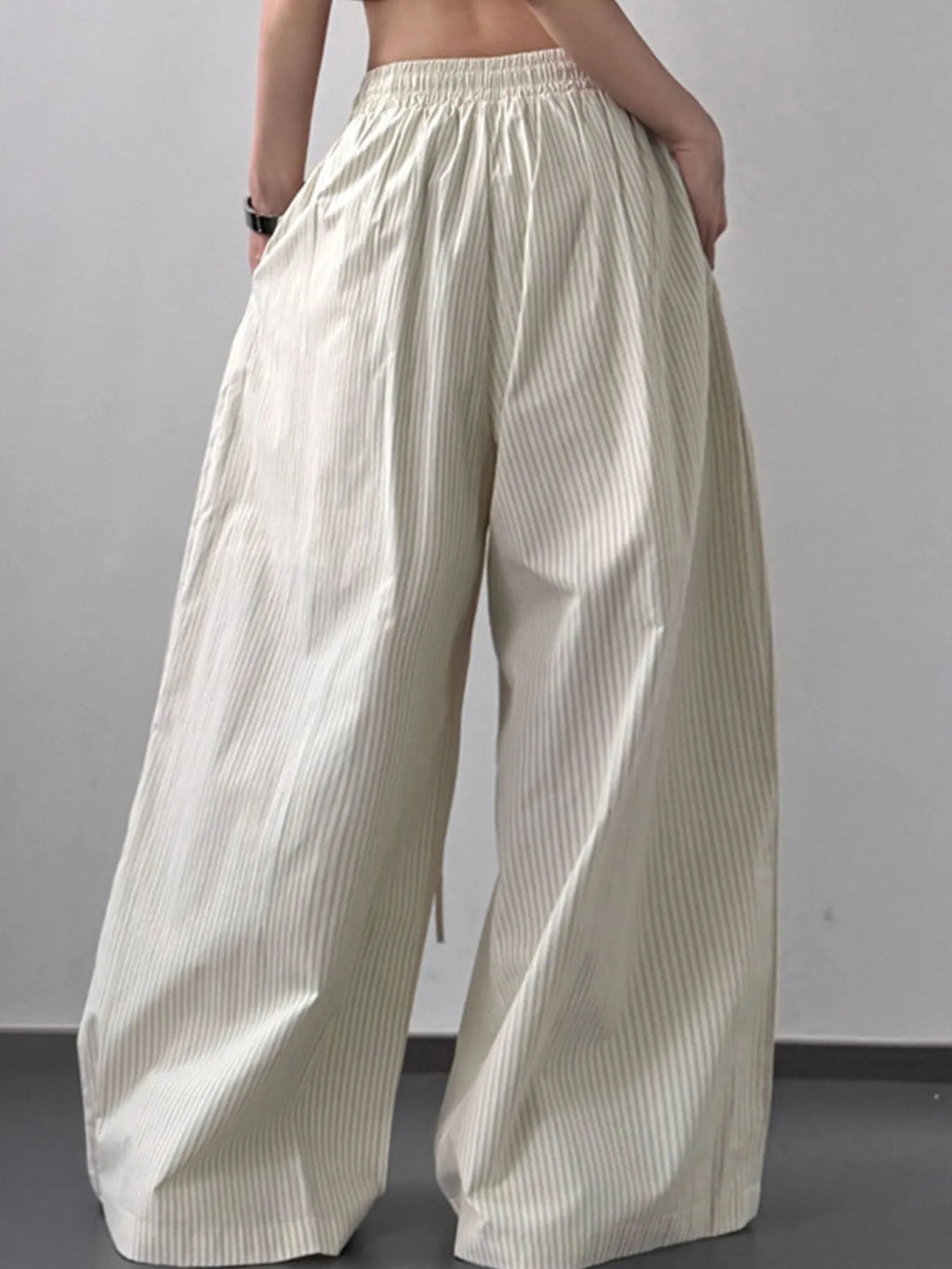 Striped Wide Leg Drawstring Pants