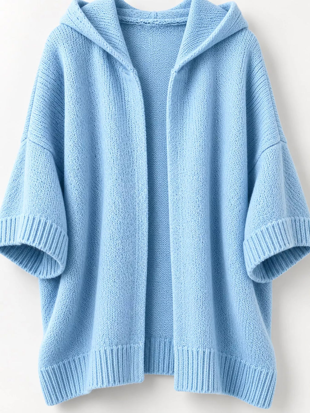 Full Size Hooded Open-Front Knit Cardigan Plus Size
