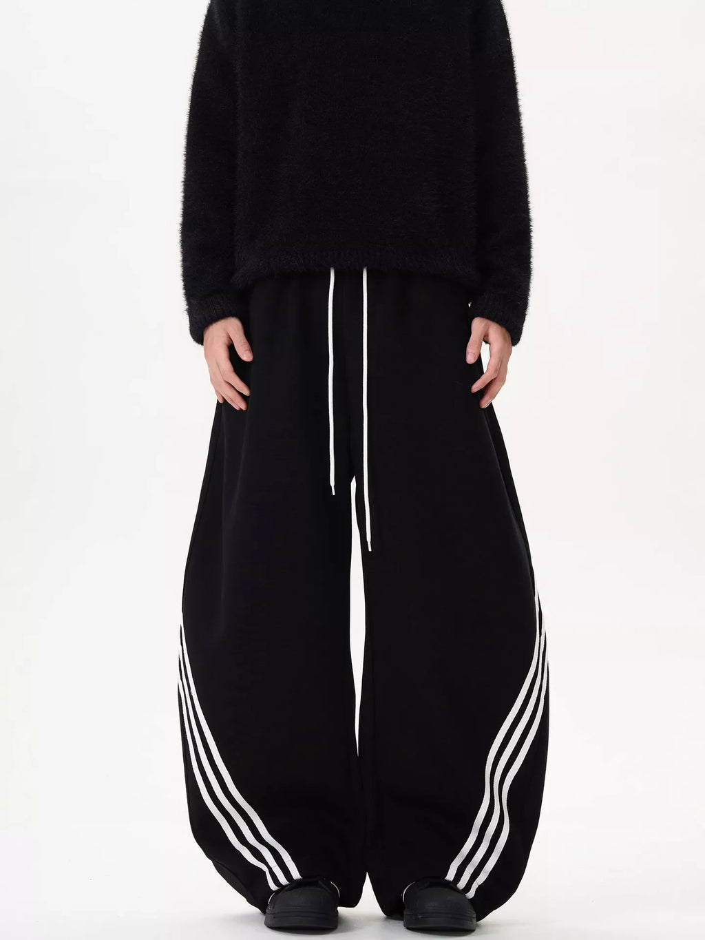 Men's Plus Size Wide Leg Striped Track Pants