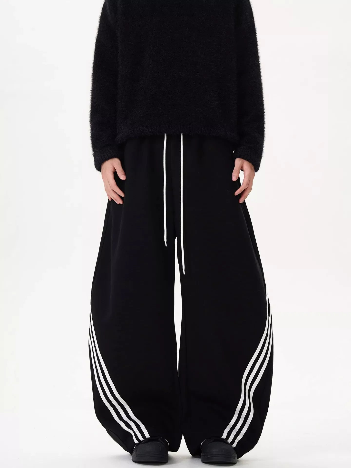 Men's Plus Size Wide Leg Striped Track Pants