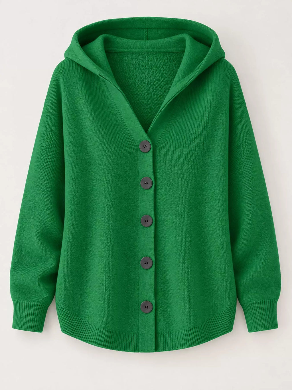 Full Size Hooded Button-Down Knit Cardigan Plus Size