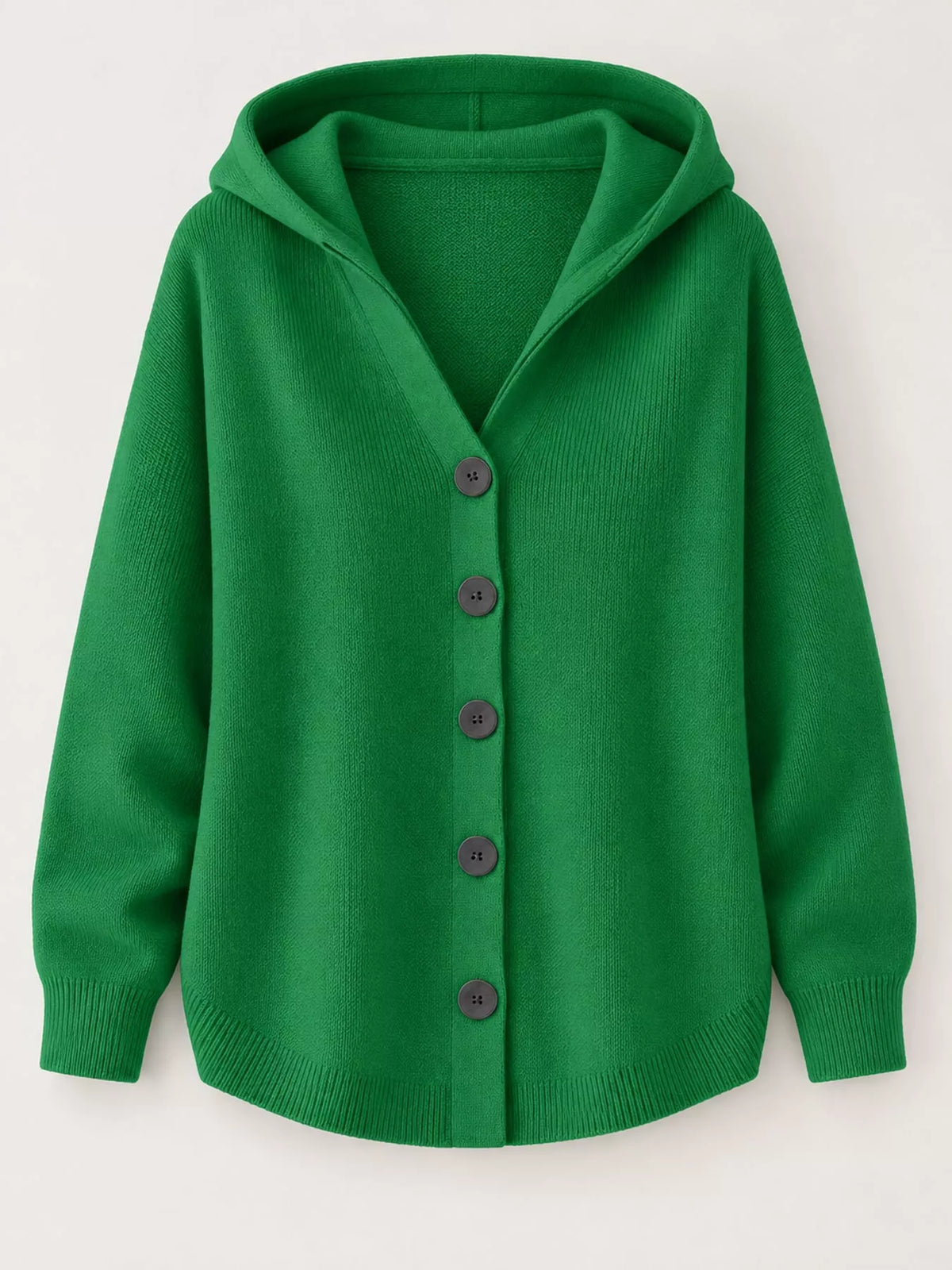 Full Size Hooded Button-Down Knit Cardigan Plus Size