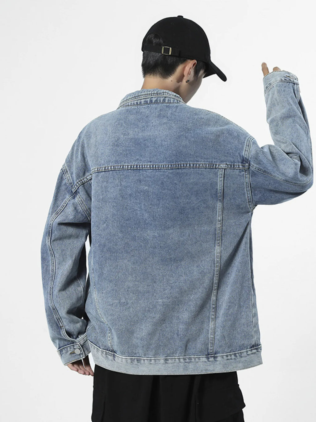 Men's Vintage Button Up Wash Denim Jacket