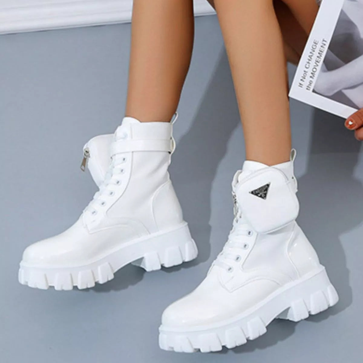 Lace Up Platform Ankle Boots