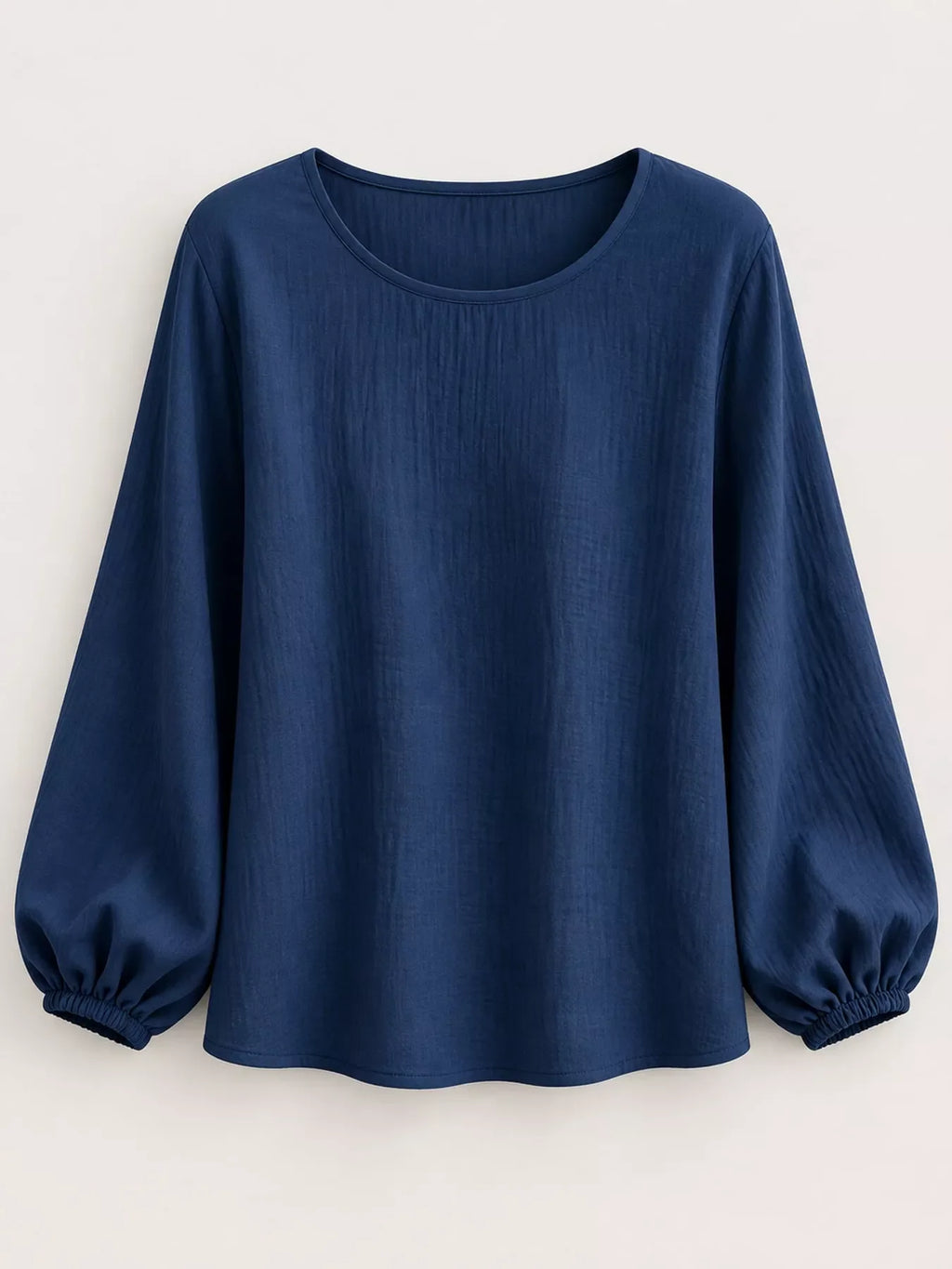 Full Size Elasticated Cuffs Long Sleeve Blouse Plus Size