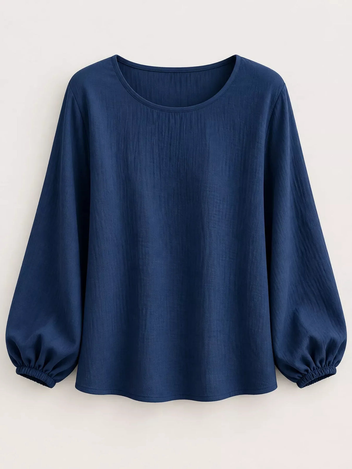 Full Size Elasticated Cuffs Long Sleeve Blouse Plus Size