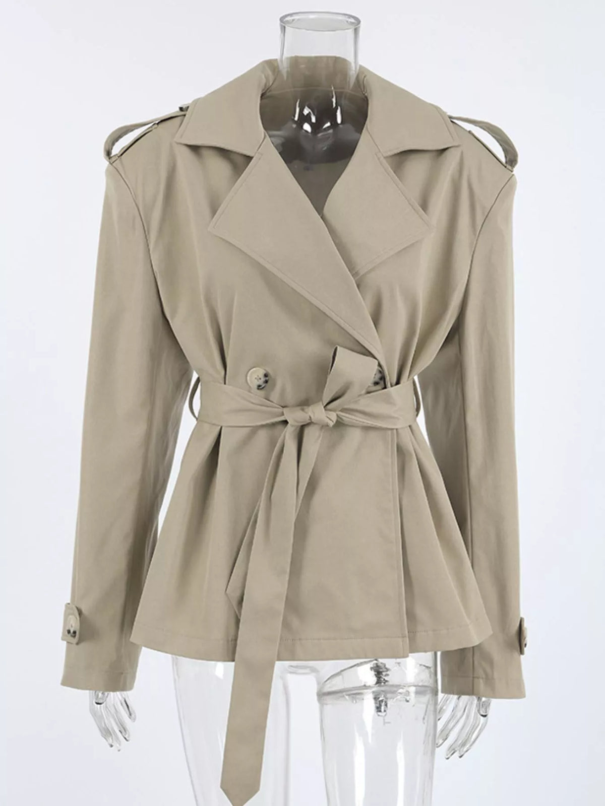 Chic Double-Breasted Belted Trench Coat