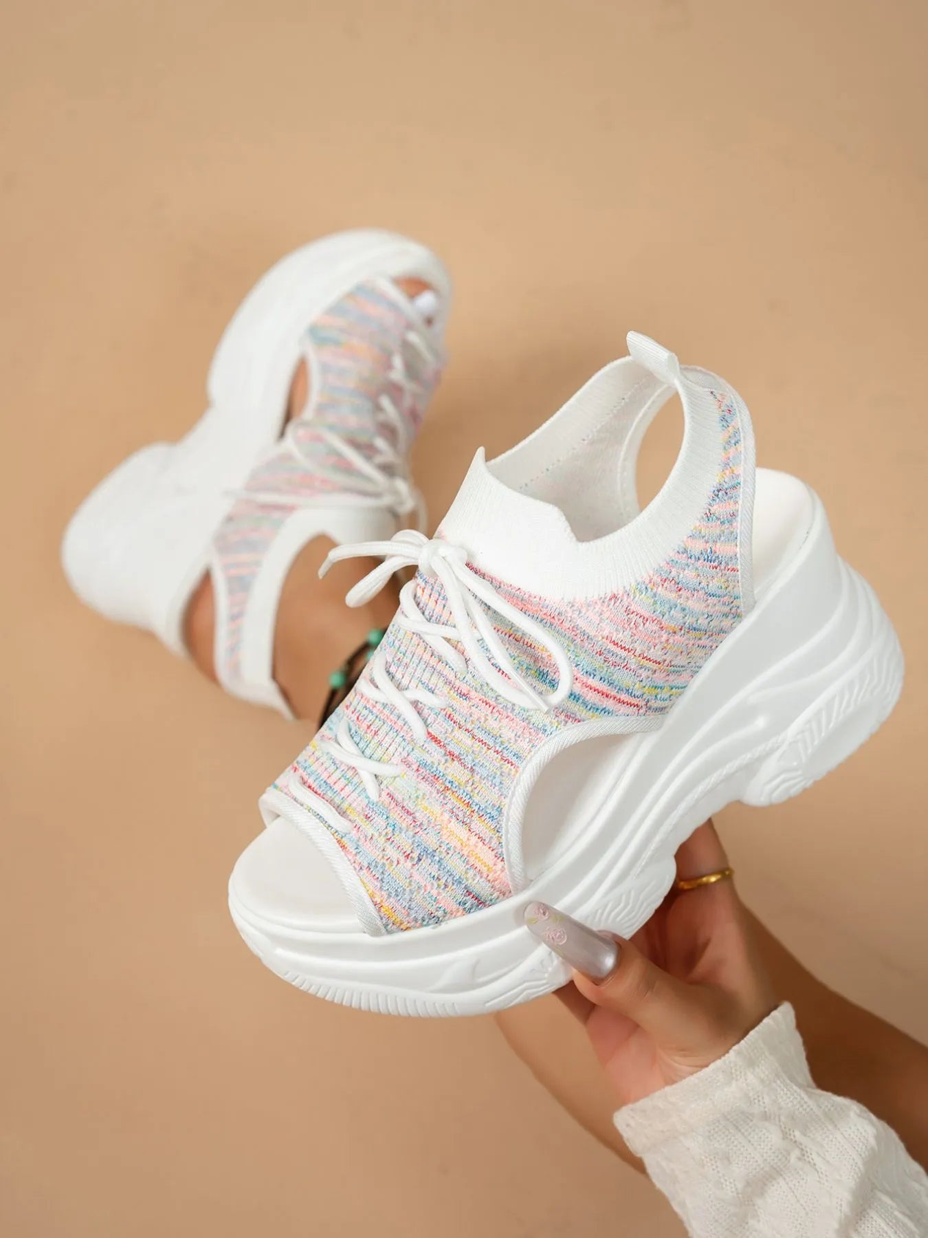 Lace Up Platform Wedge Sandals