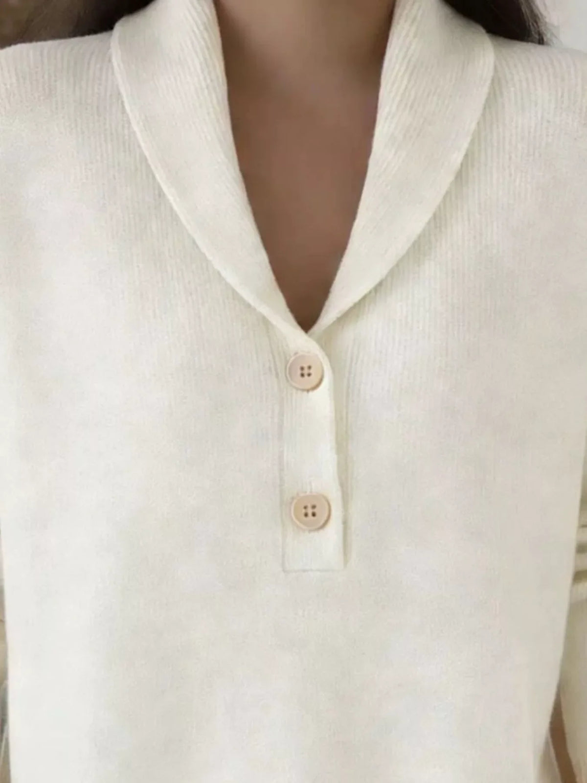 Shawl Collar Button Detail Sweater