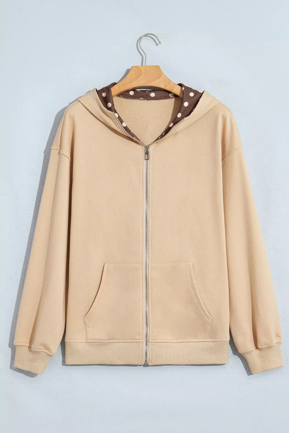 Polka Dot Zip-Up Hoodie