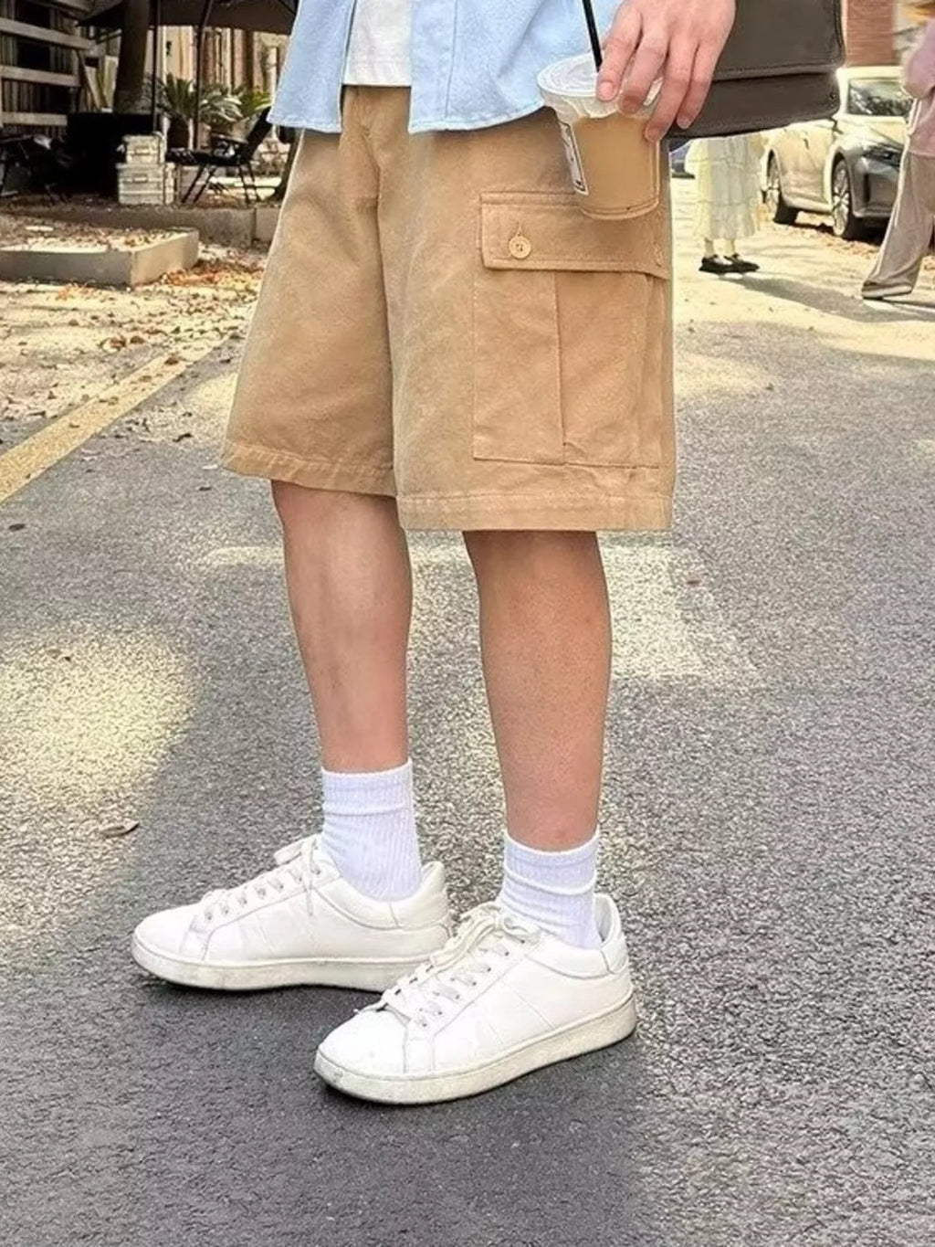 Men's Plus Size Casual Cargo Shorts with Pockets