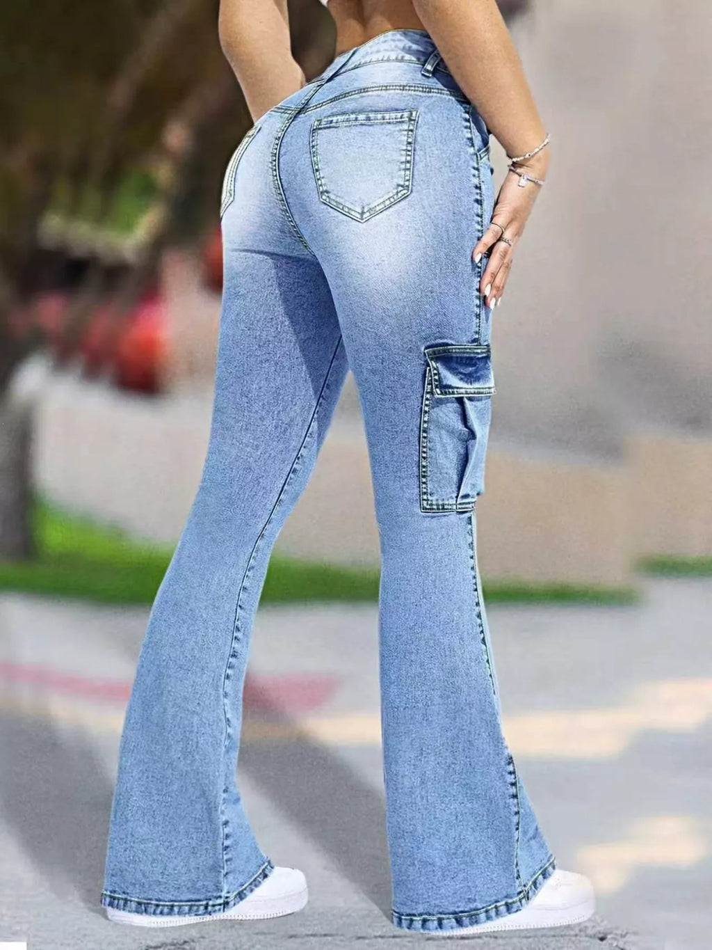 Flare Leg Cargo Jeans
