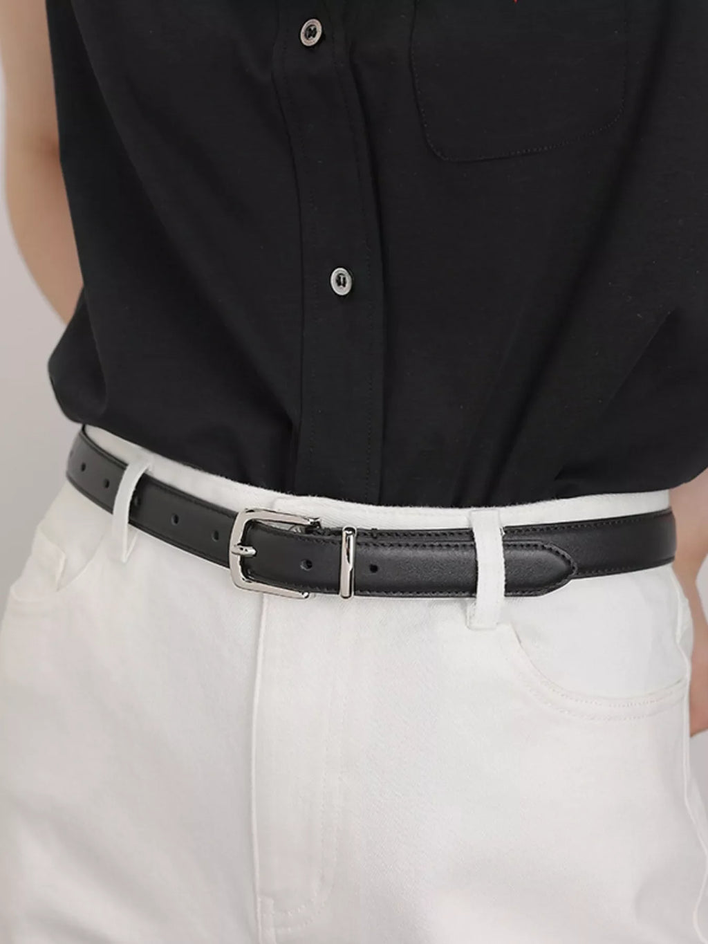 Classic Leather Skinny Belt