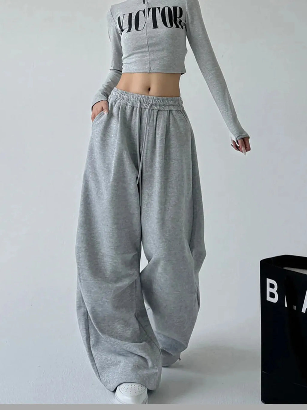 Oversized Wide Leg Drawstring Pants