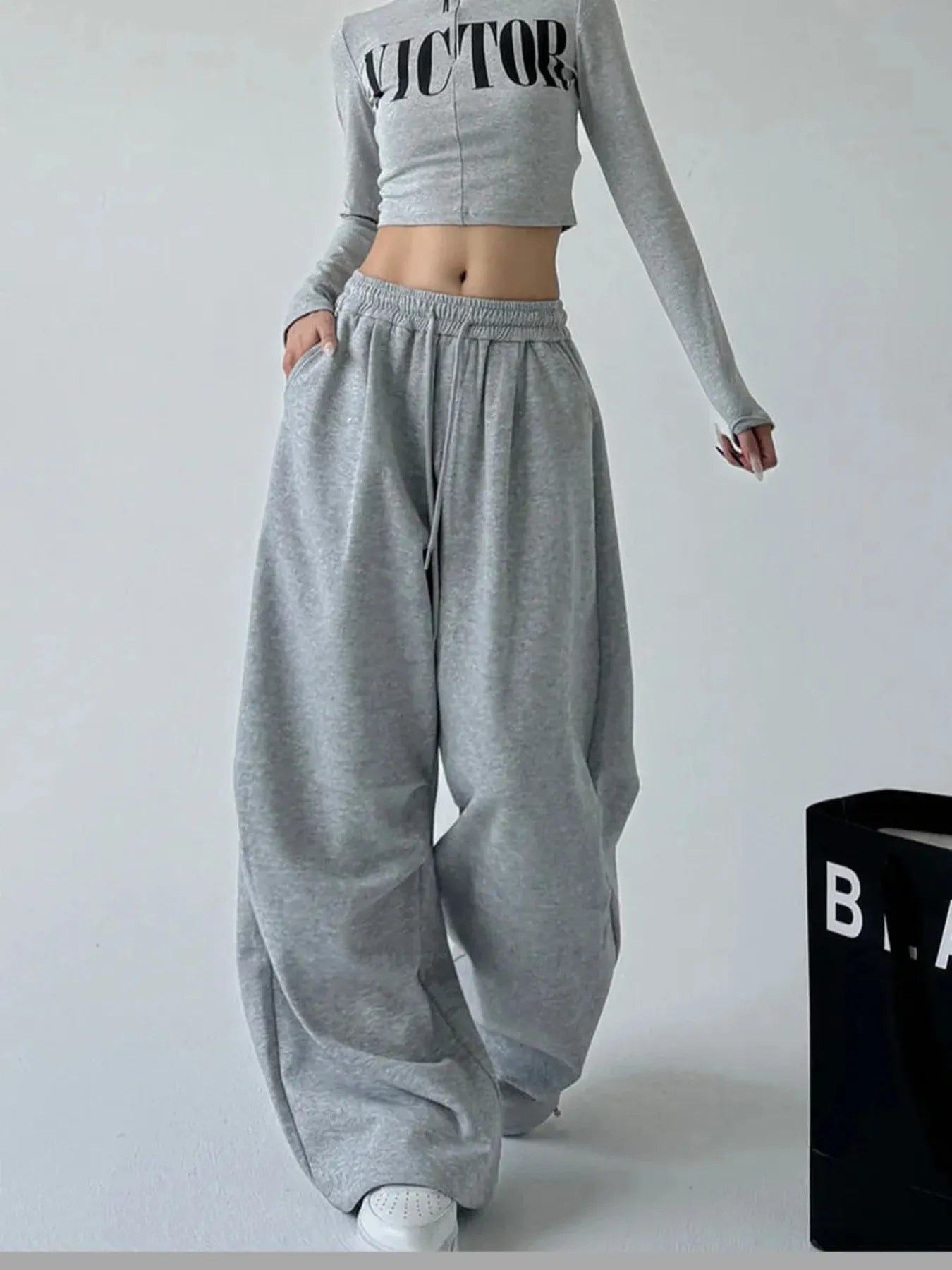 Oversized Wide Leg Drawstring Pants
