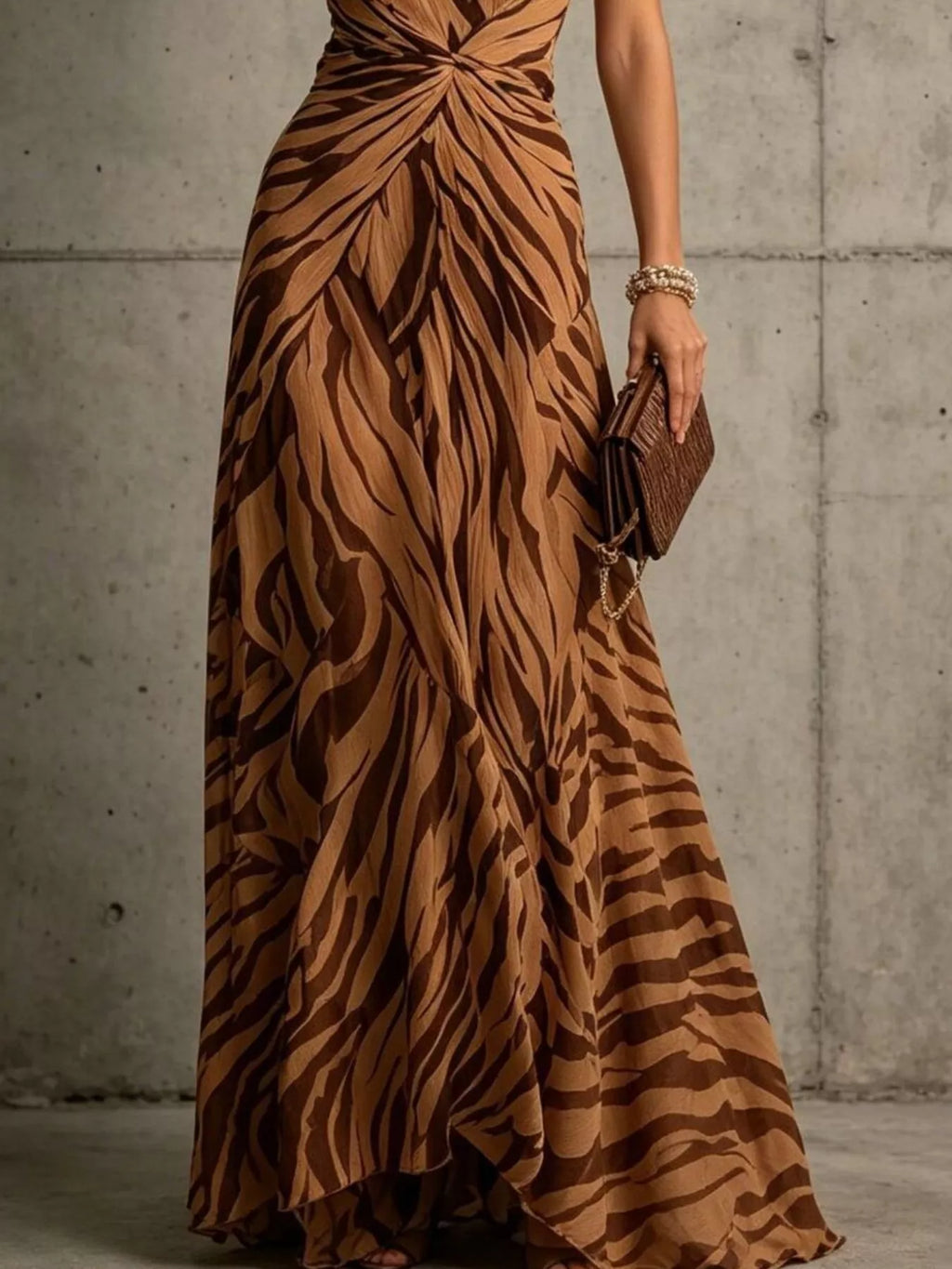 Halter Neck Ruched Maxi Dress