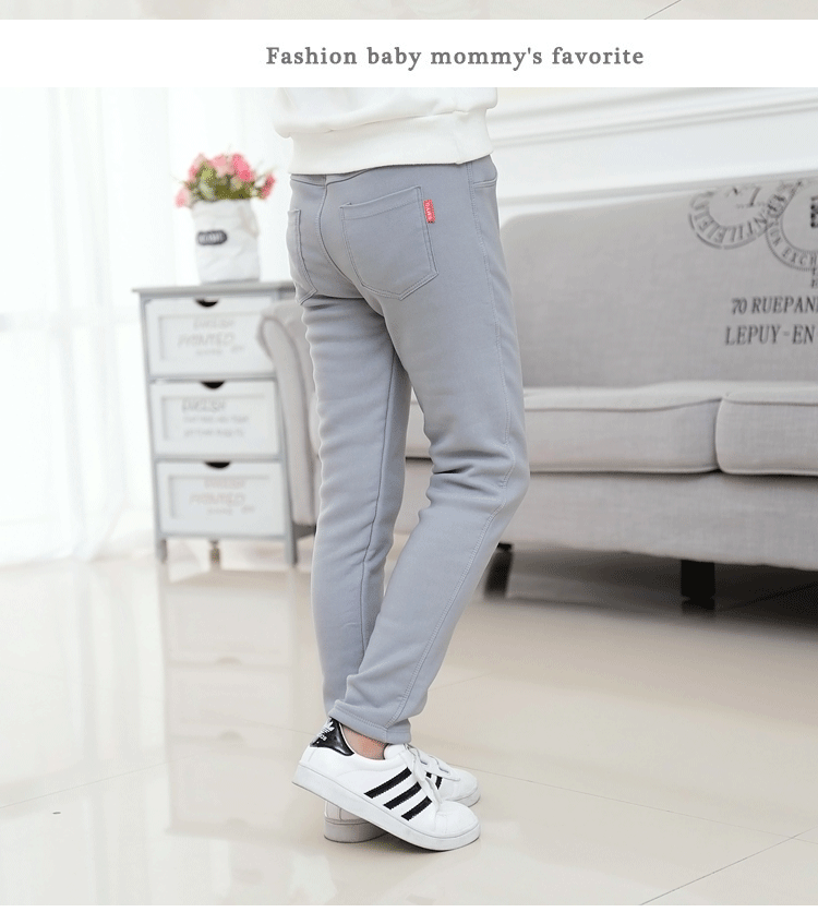 Children's Winter Clothing Thickened Warm Pants Feet Pants