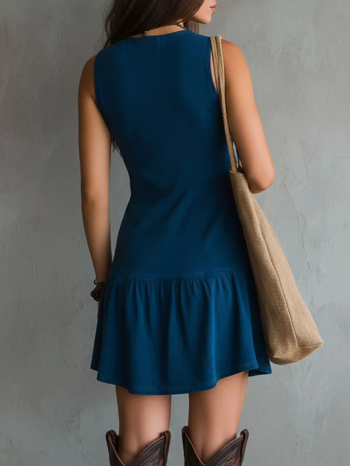 Full Size Sleeveless V-Neck Mini Dress Plus Size