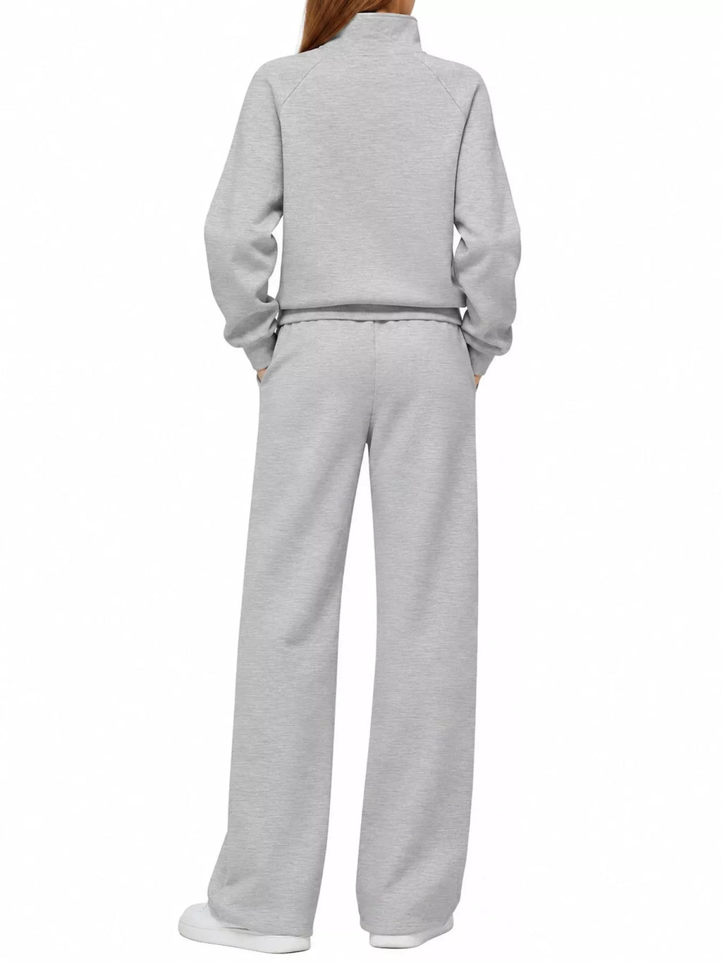 Half-Zip Sweatshirt and Wide-Leg Pants Set