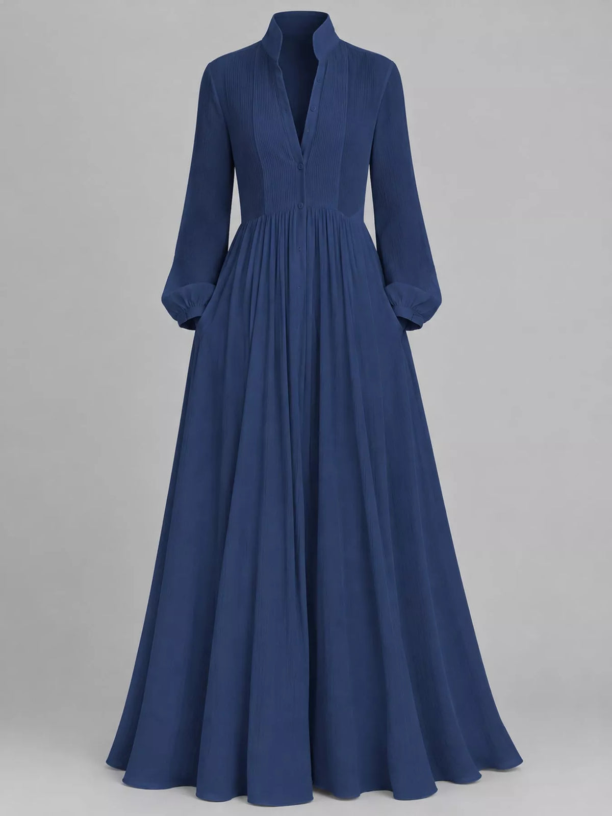 Full Size Long-Sleeve Button Front Maxi Dress Plus Size