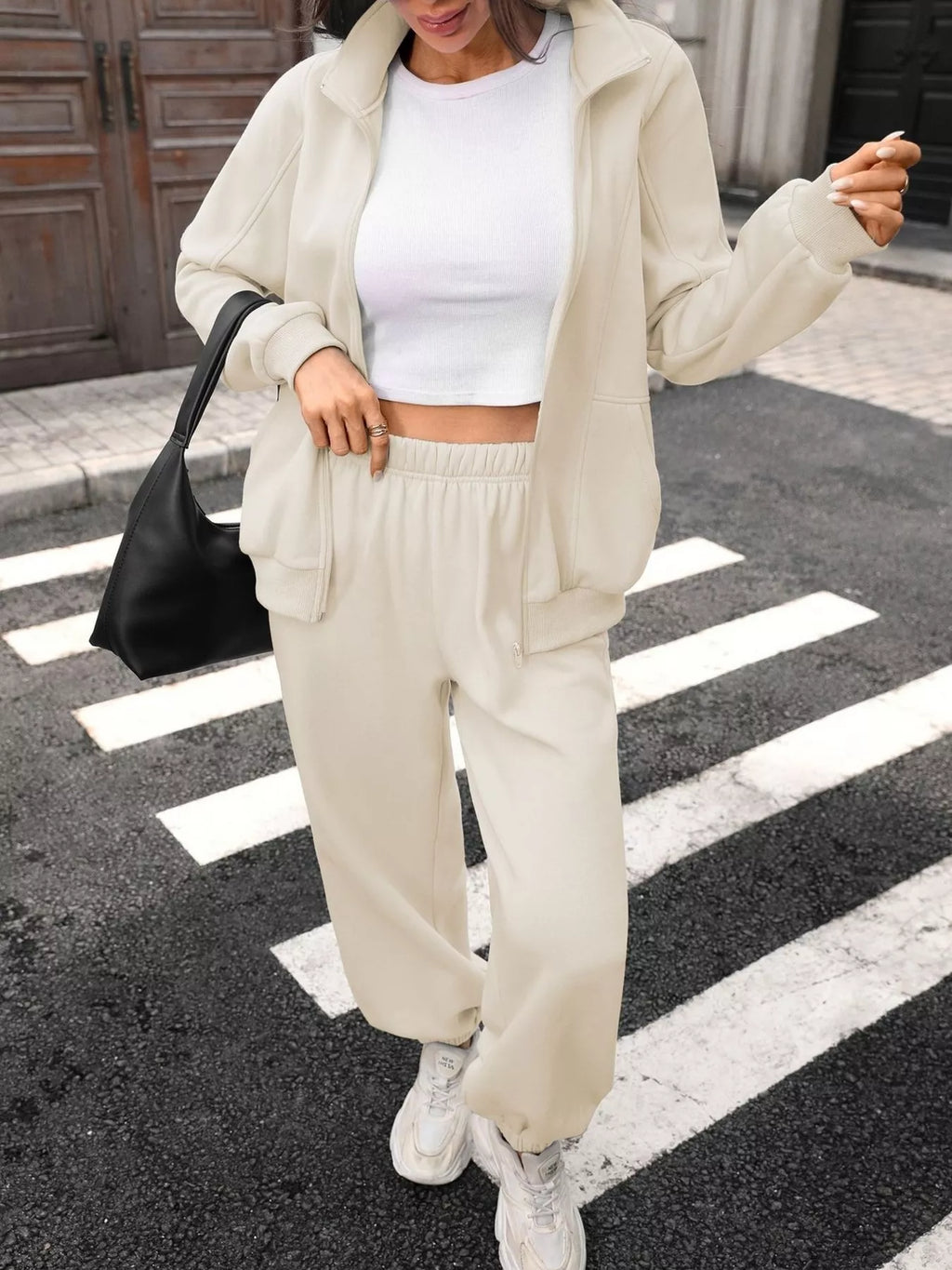 Zip-Up Long Sleeve Top and Pants Set