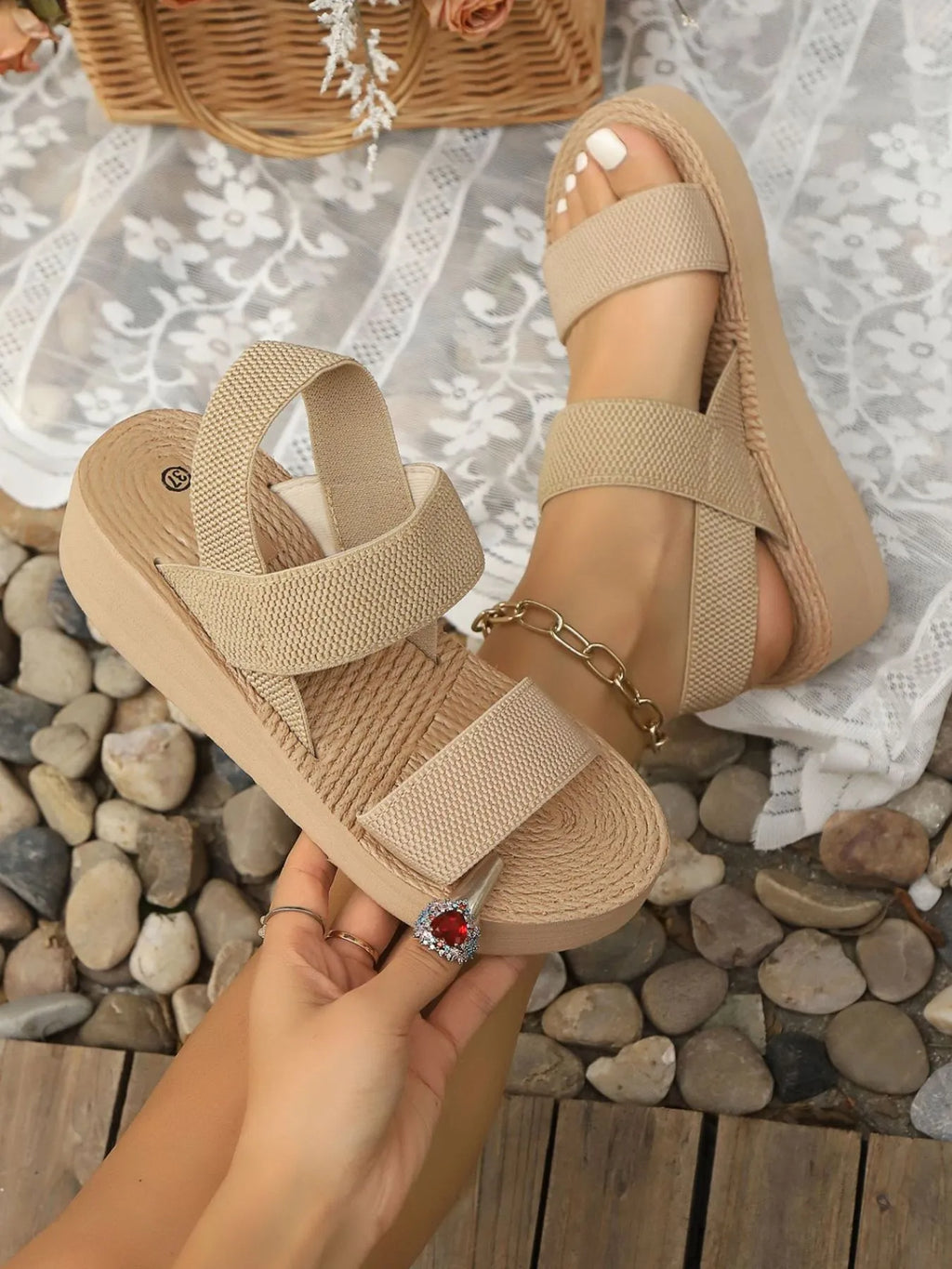 Leopard Open Toe Wedge Sandals