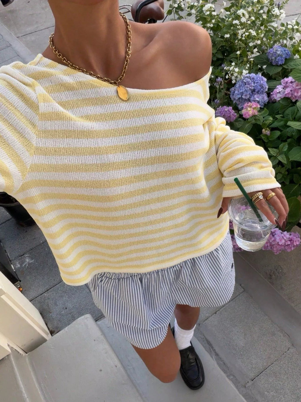 Striped Boat Neck T-Shirt