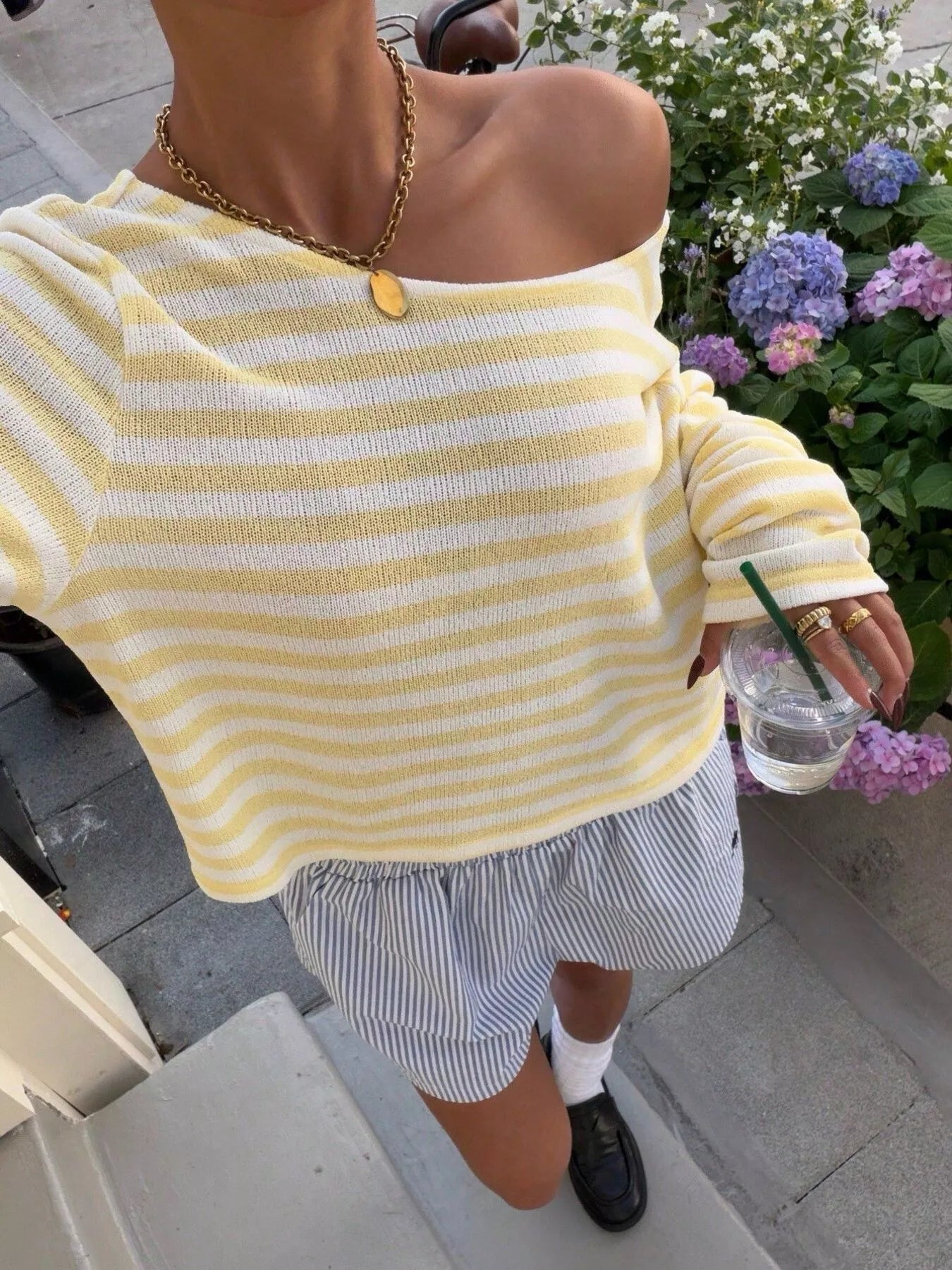 Striped Boat Neck T-Shirt