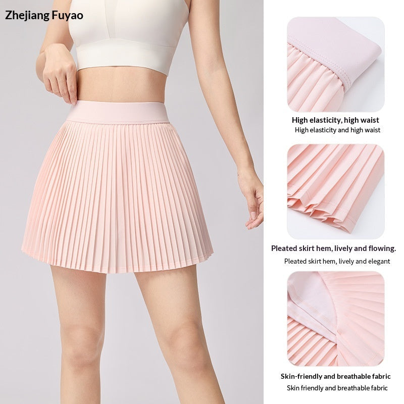 A Pleated Skirt Paired With A Pair Of Pleated Yoga Shorts
