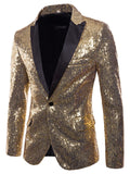 Men's Full Size Sequin One Button Blazer Plus Size