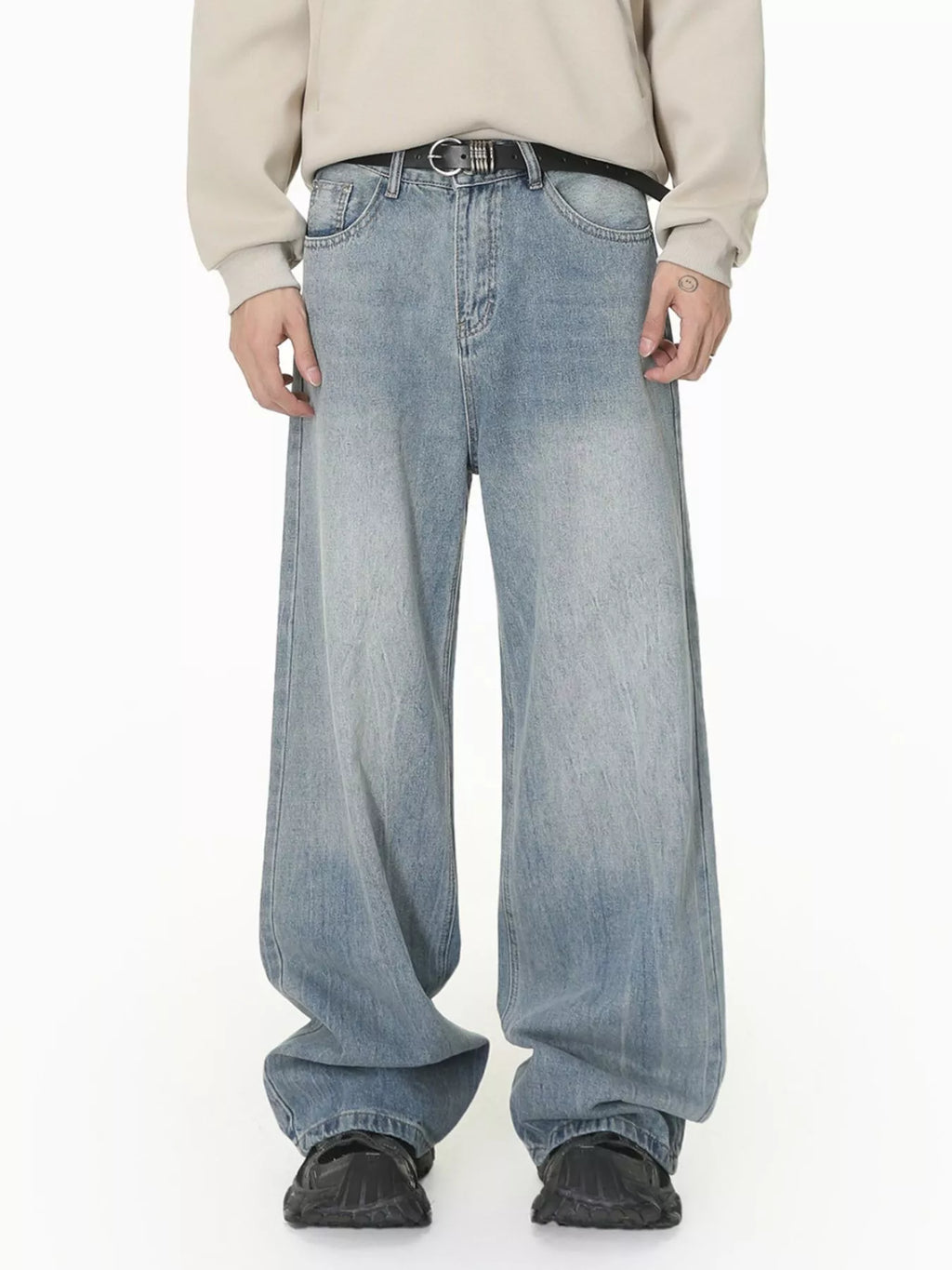 Men's Loose Fit Washed Jeans