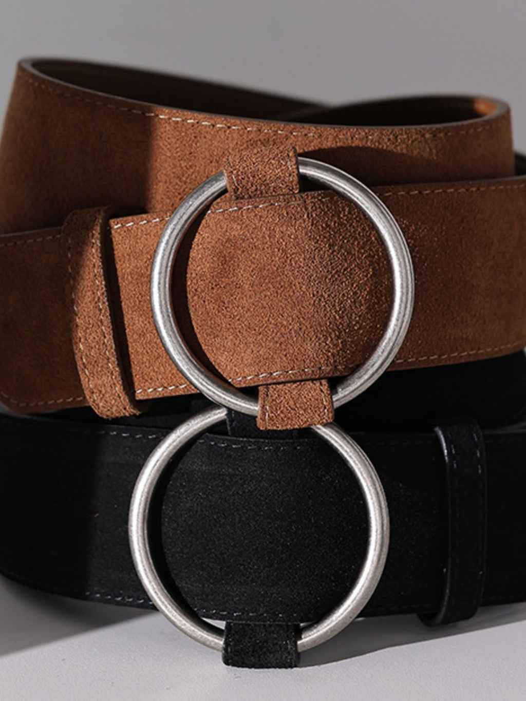 Wide Waist Belt with Circle Buckle