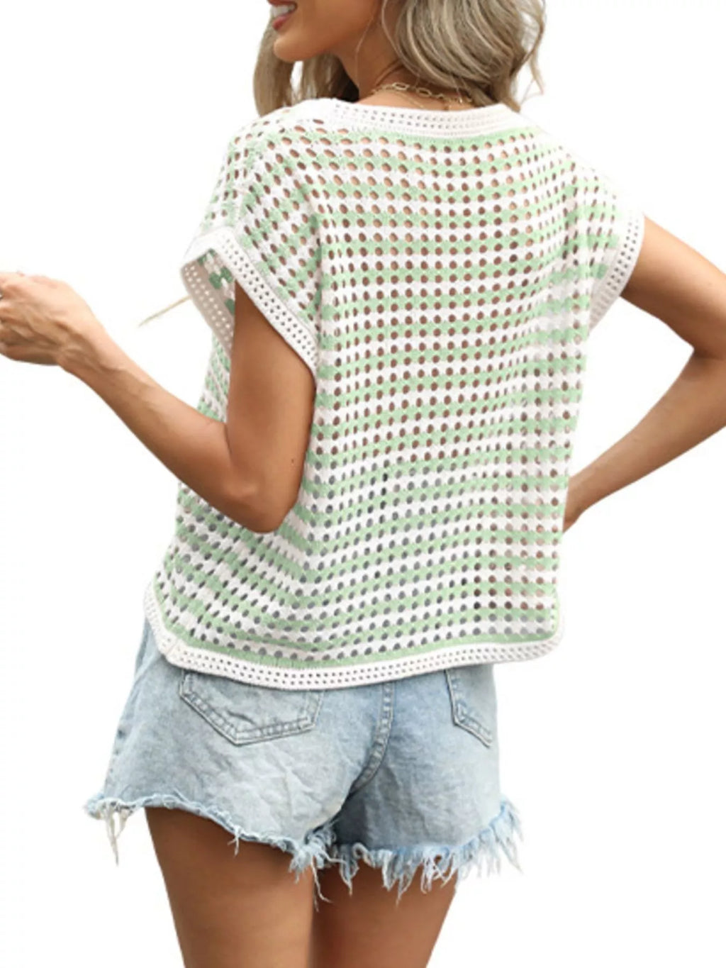 Striped Hollow Out Knit Top