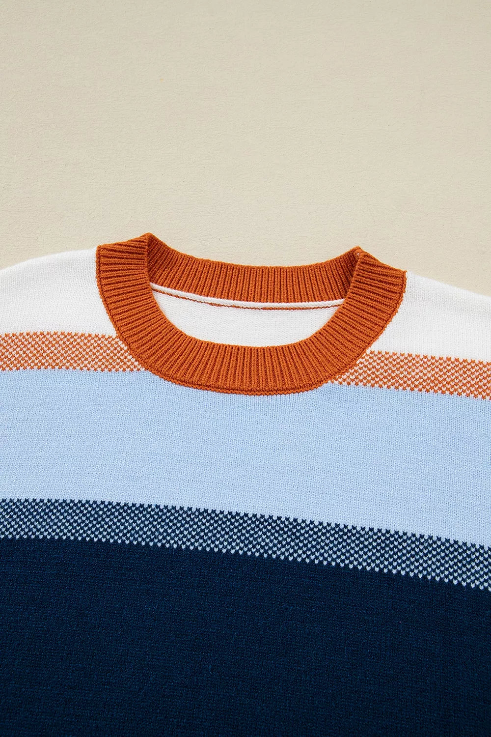 Color Block Round Neck Tunic Sweater