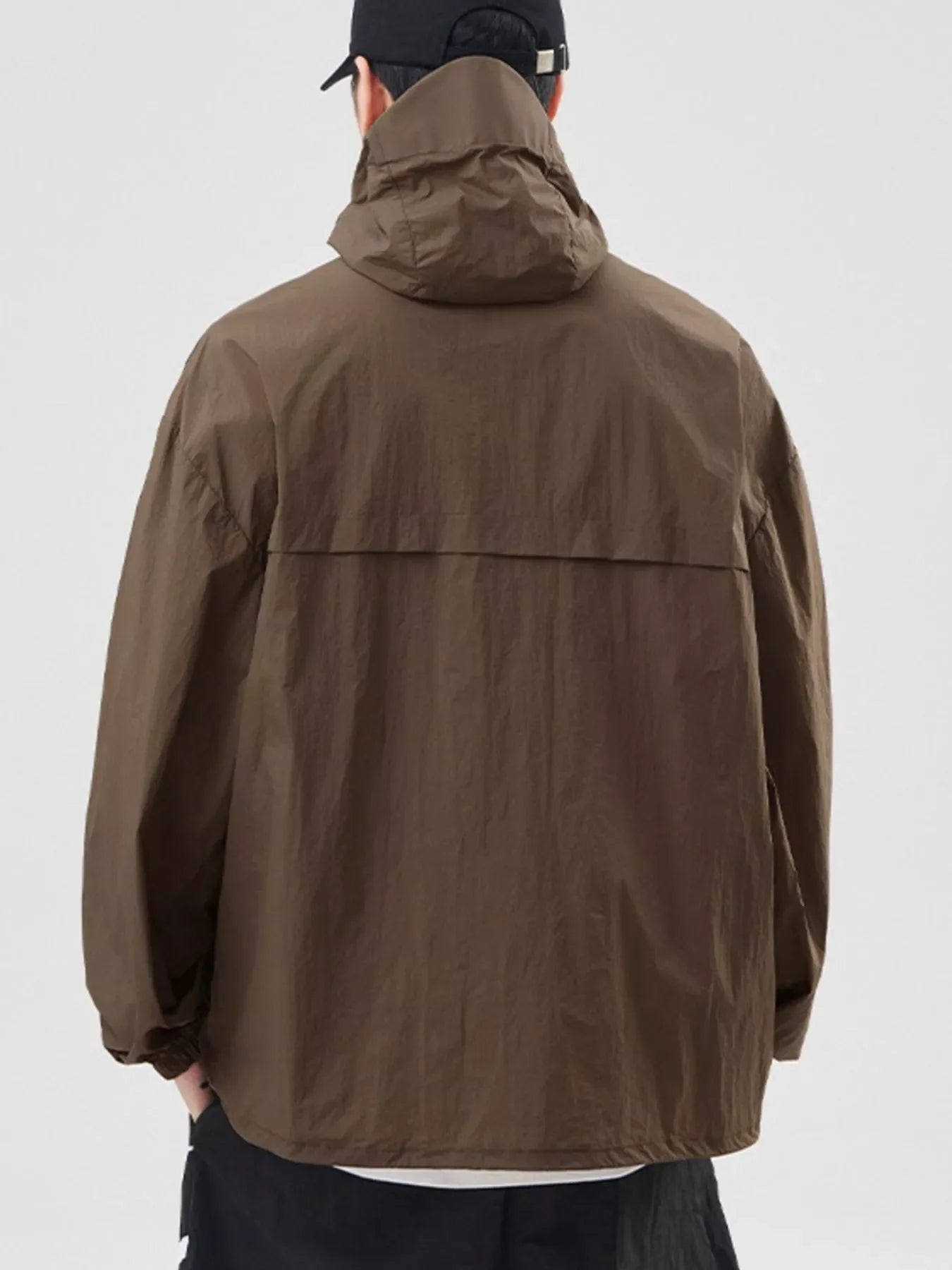Men's Plus Size Lightweight Hooded Windbreaker Jacket