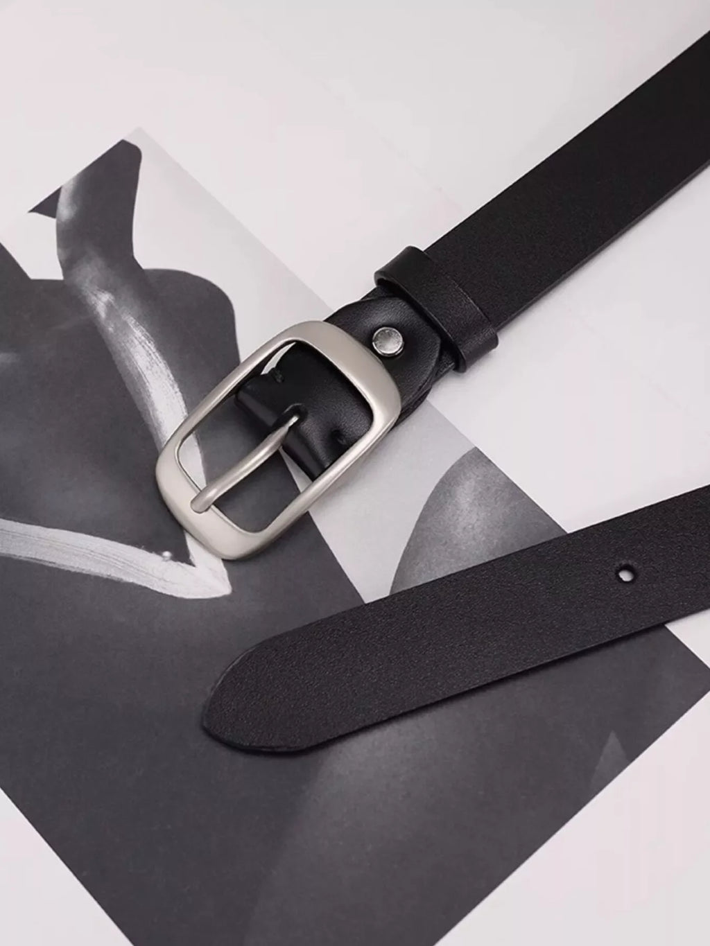 Leather Belt with Silver Buckle