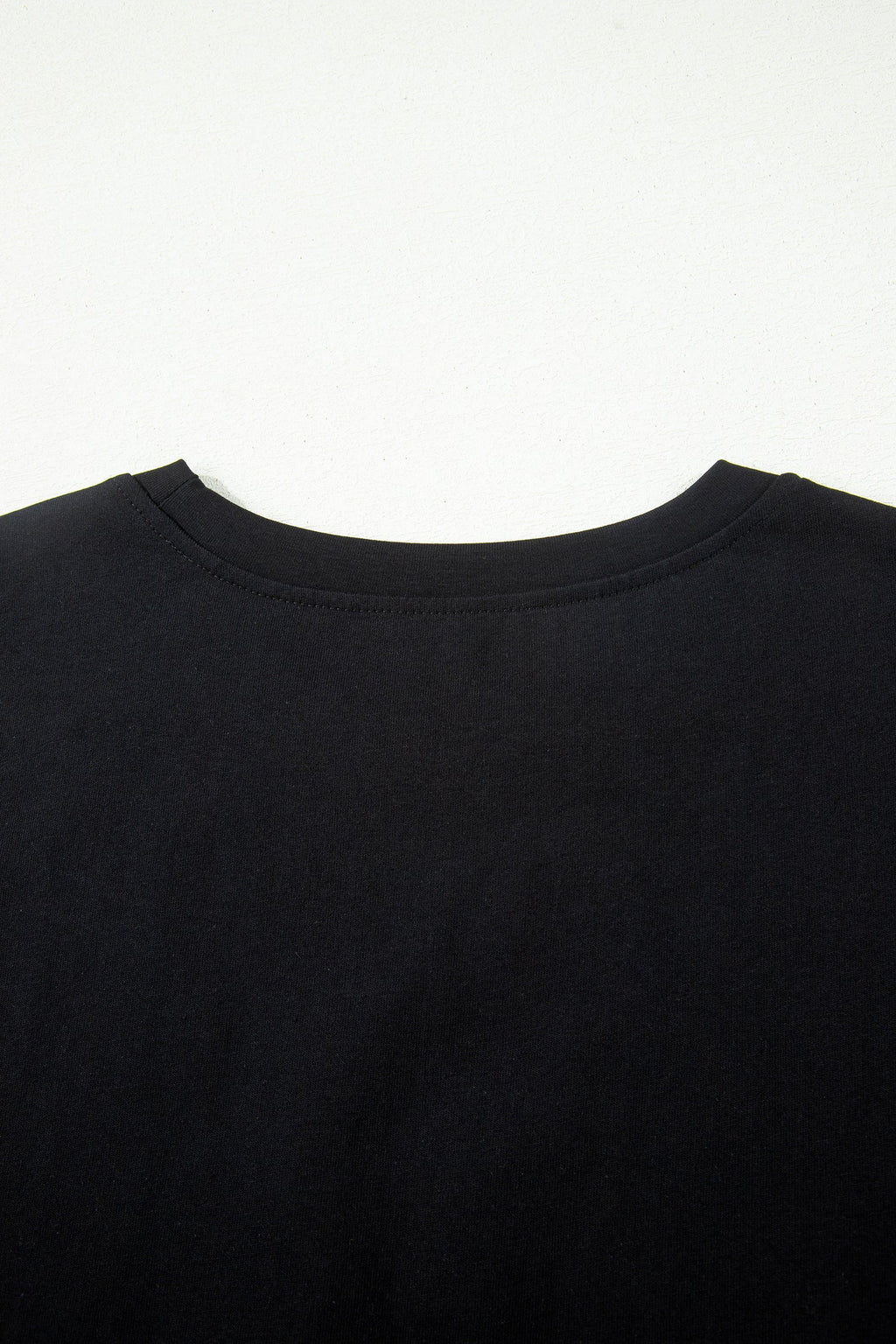 Black Leopard Bow Embroidered Cotton Round Neck T Shirt