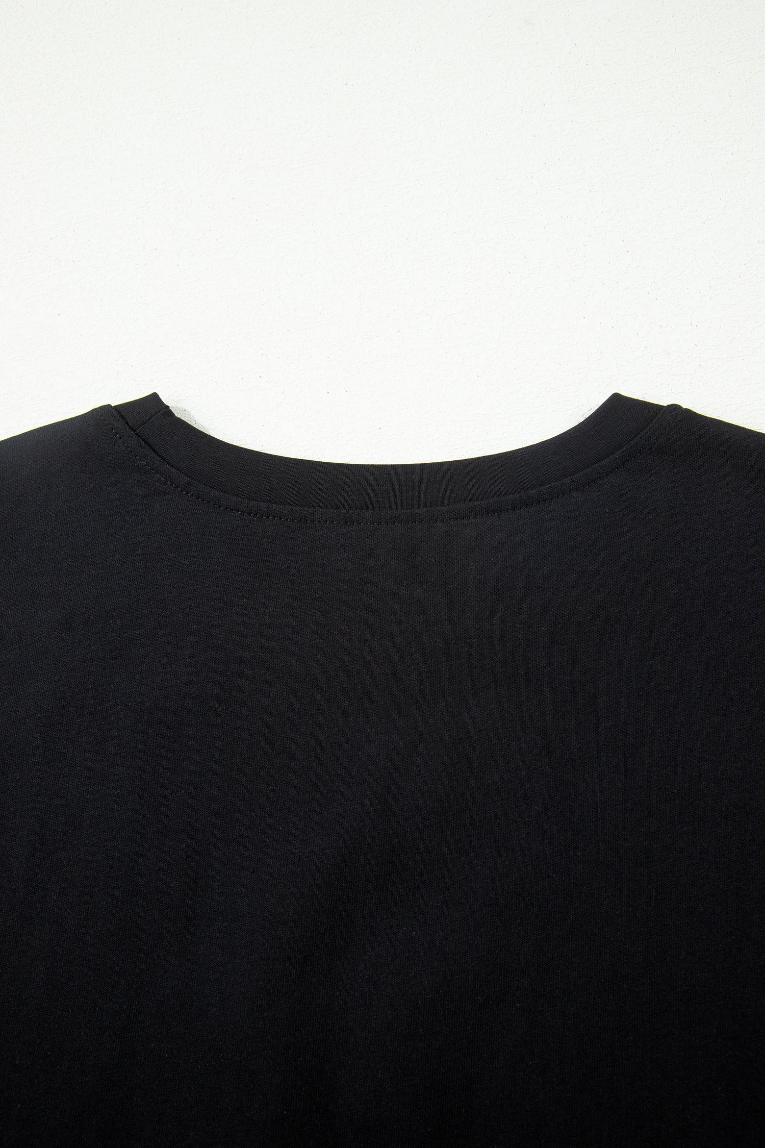 Black Leopard Bow Embroidered Cotton Round Neck T Shirt
