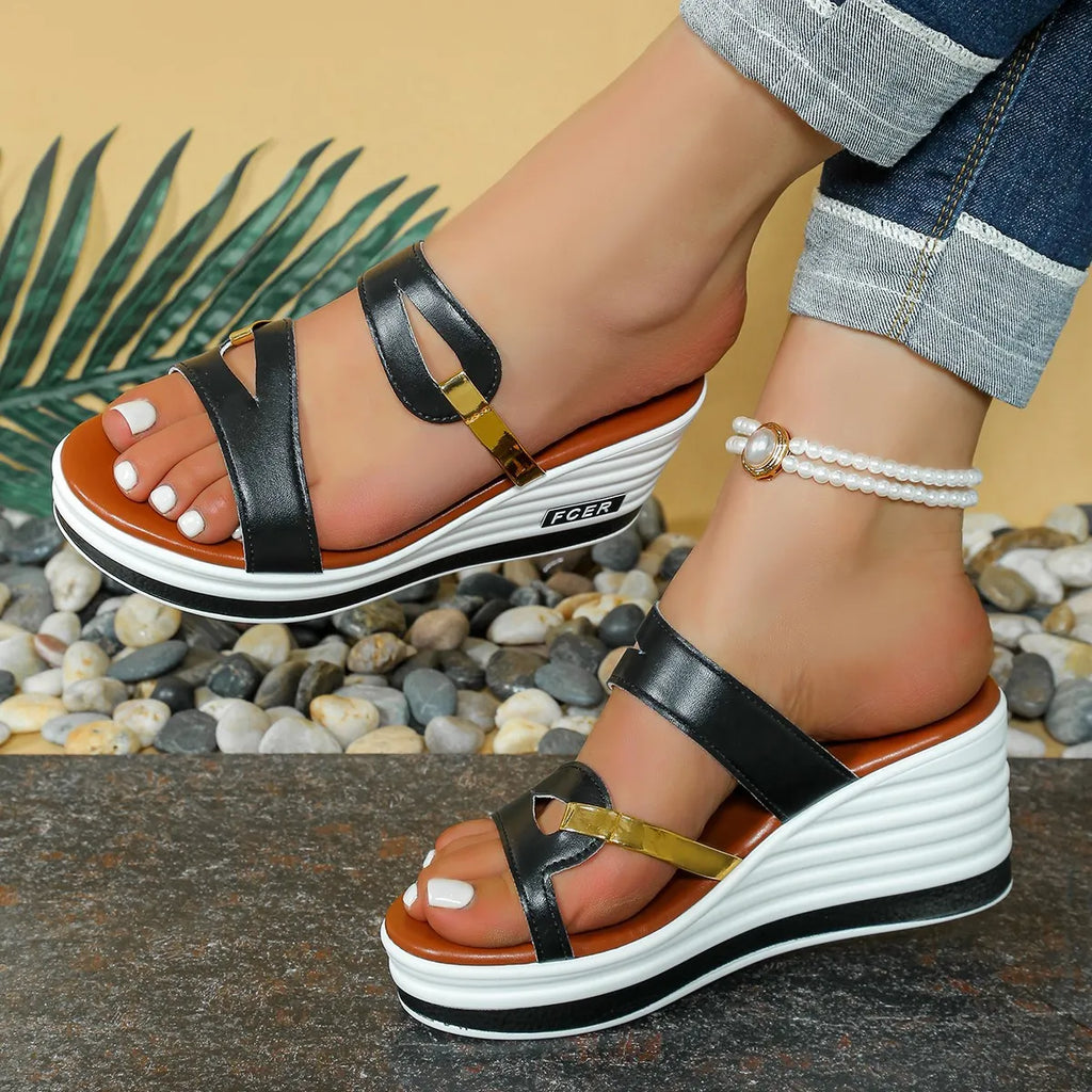Casual Platform Strappy Wedge Sandals