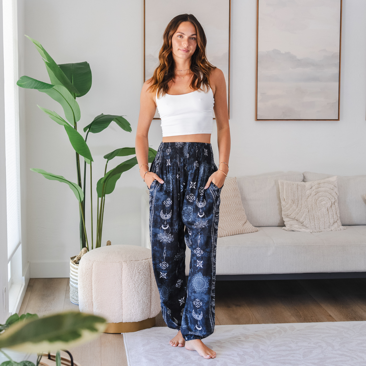 Twilight Lotus Harem Pants with Pockets