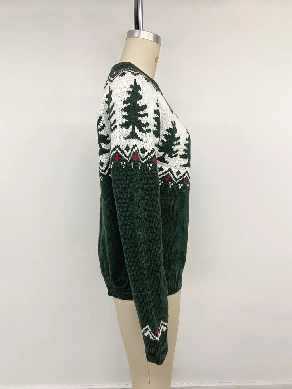 Christmas Tree Pattern Round Neck Sweater