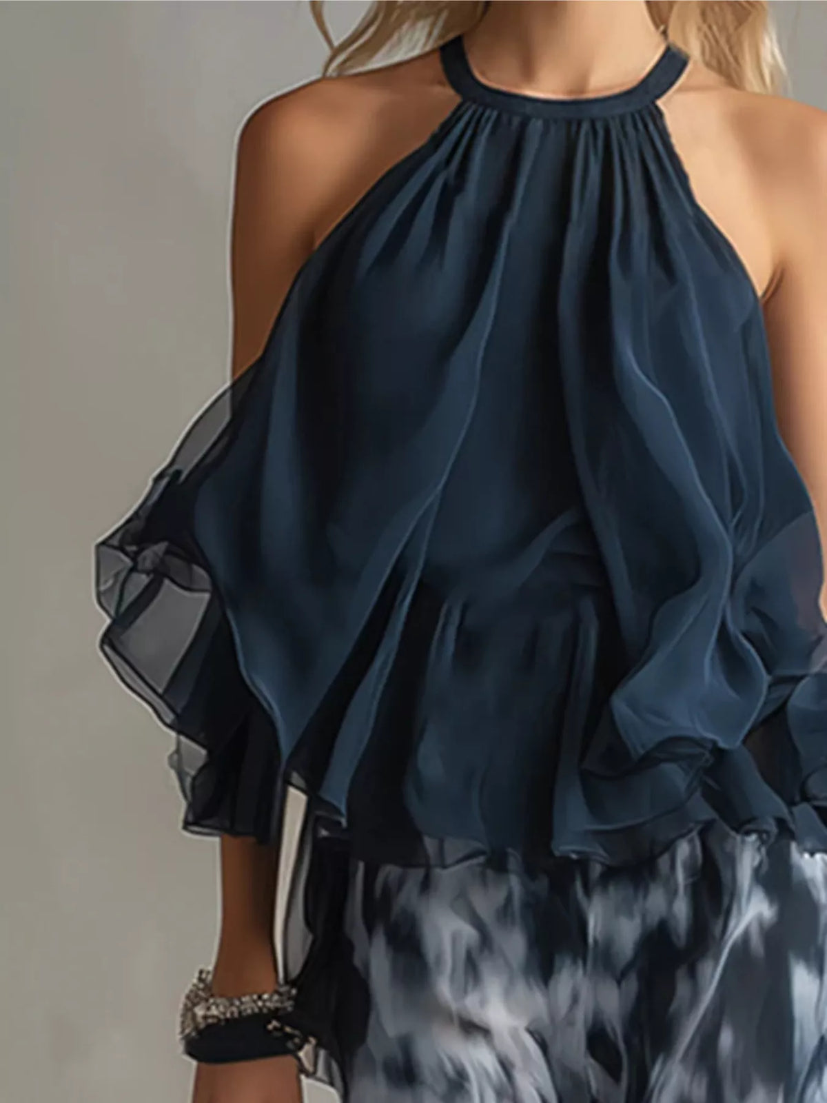 Sleeveless Top and Tie-Dye Wide-Leg Pants Set
