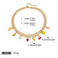 18K gold thick chain with fruit-shaped pendant design trendy and unique necklace, bracelet and earrings set