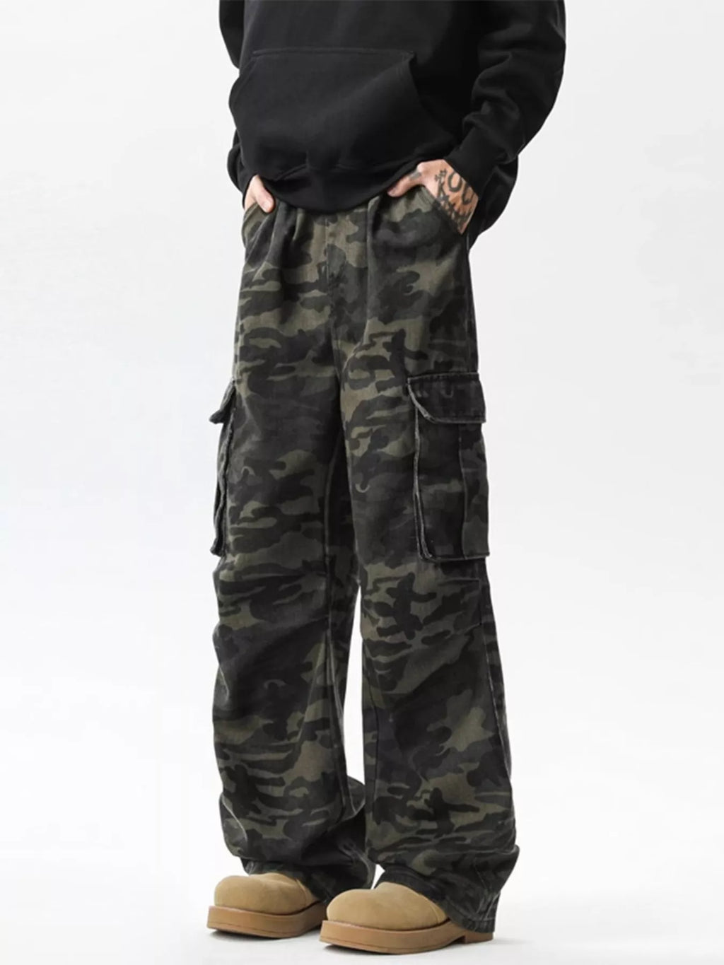 Men's Full Size Loose Fit Camouflage Cargo Pants Plus Size