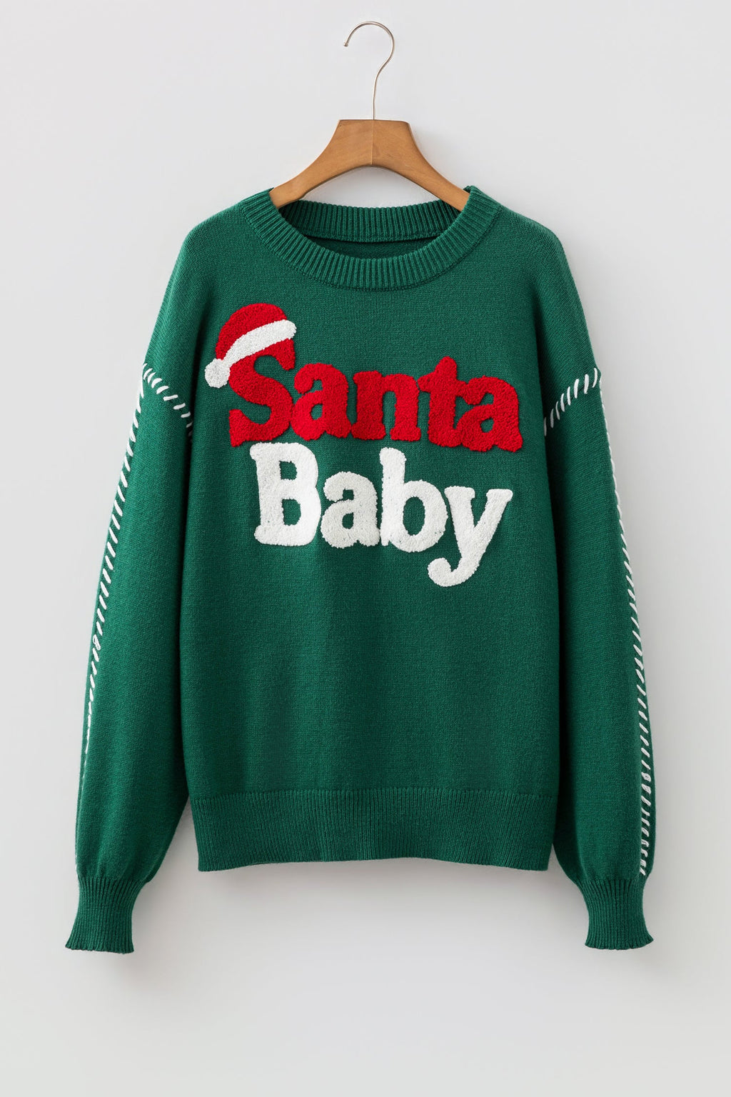 Christmas Santa Baby Patch Embroidered Sweater