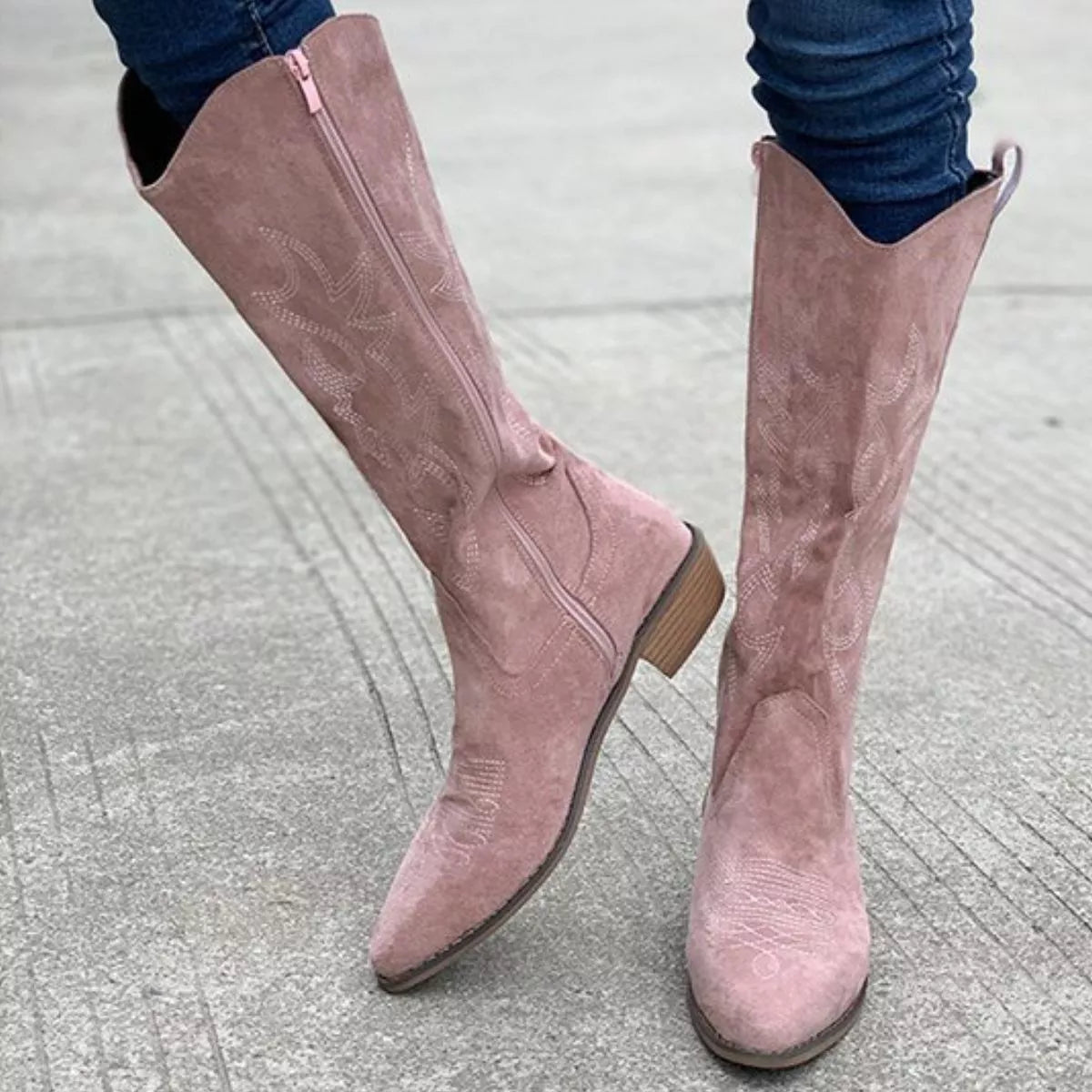 Point Toe Block Heels Boots